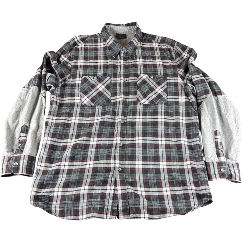 Oakley Men's Large Grey Plaid Button Up Shirt Fall Material Padded Elbows